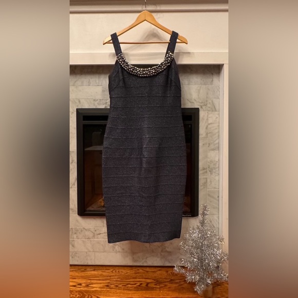 Party Dress by Carmen Marc Valco. Dark Grey with sparkle. Size large. - Picture 7 of 7